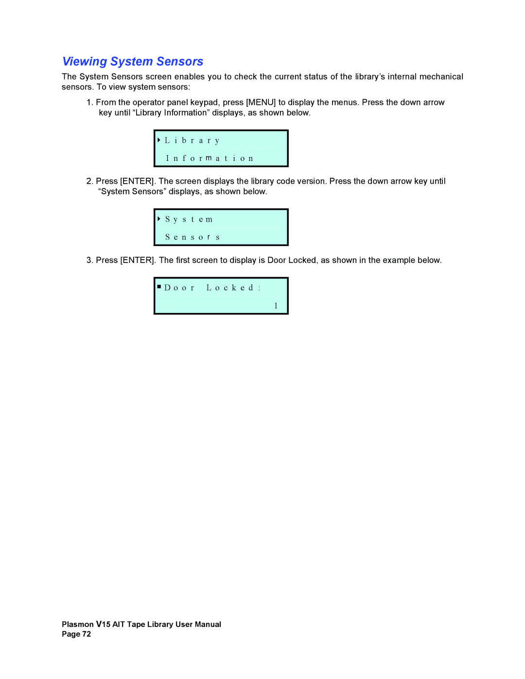 Plasmon V15 manual Viewing System Sensors 