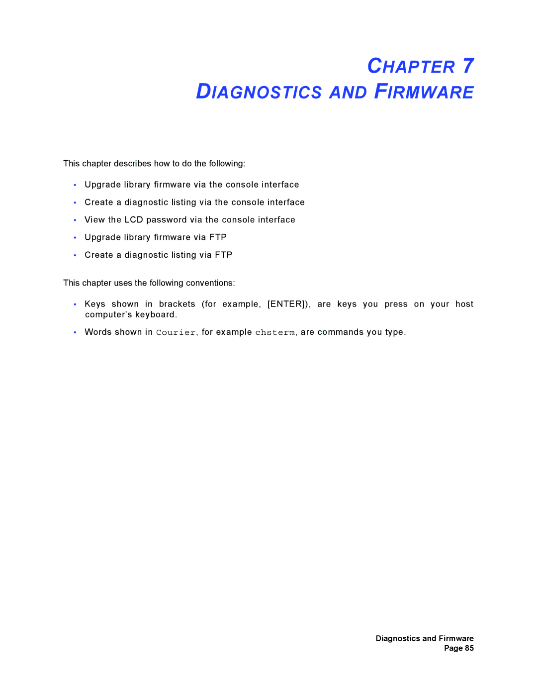 Plasmon V15 manual Chapter Diagnostics and Firmware 