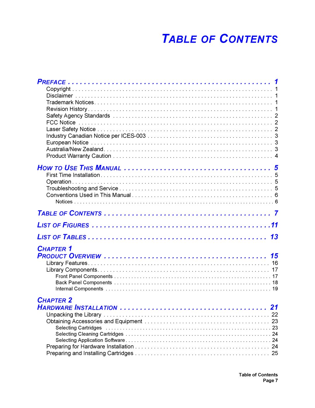 Plasmon V15 manual Table of Contents 