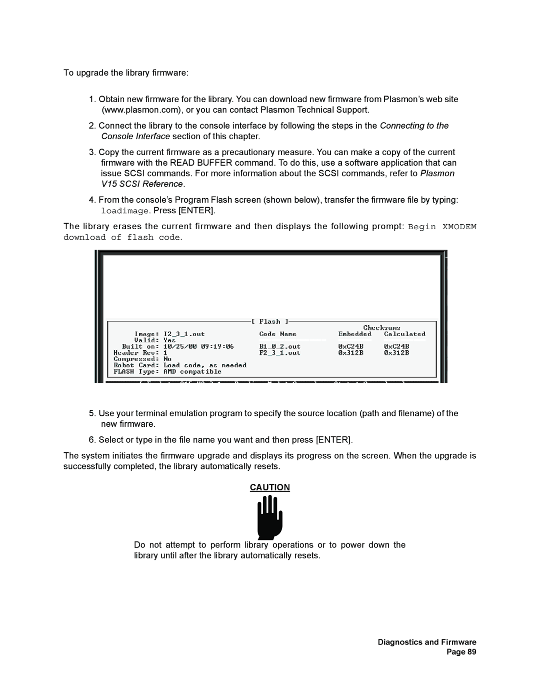 Plasmon V15 manual Diagnostics and Firmware 