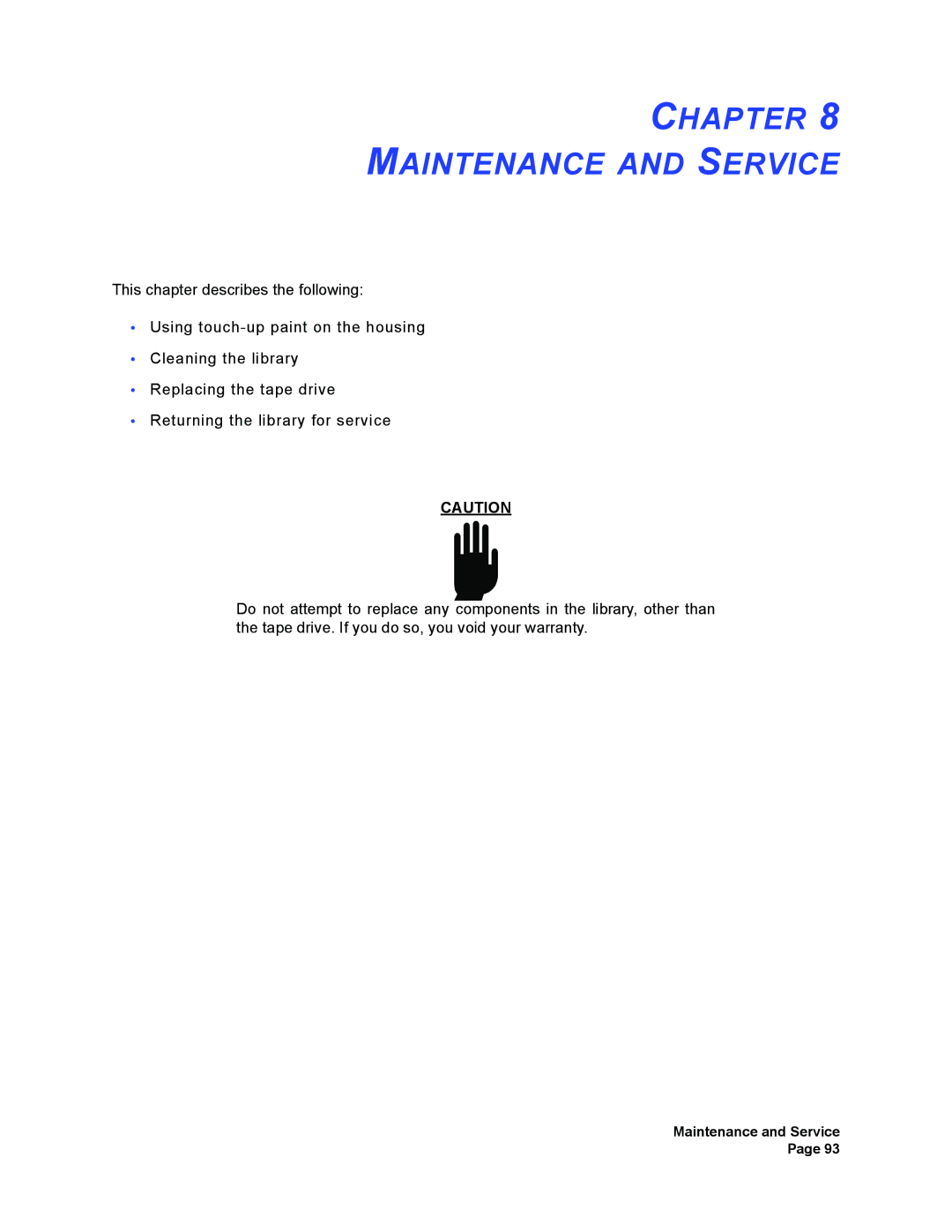 Plasmon V15 manual Chapter Maintenance and Service 