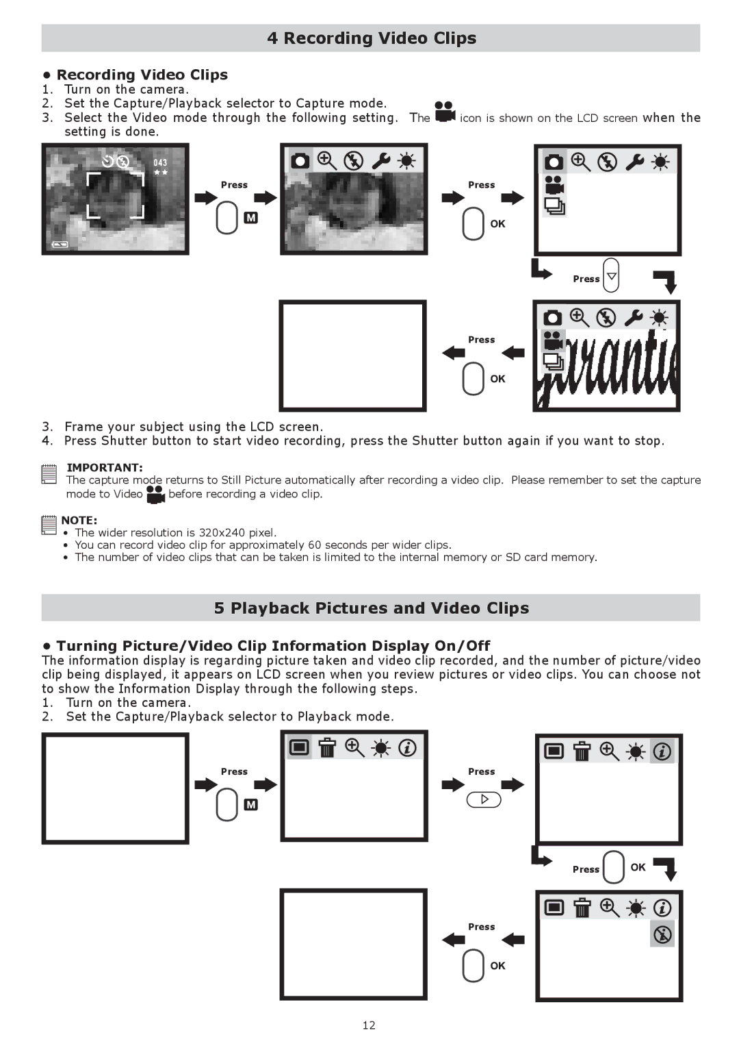 plawa-feinwerktechnik GmbH & Co.KG Nox 1.3 manual Recording Video Clips, Playback Pictures and Video Clips 