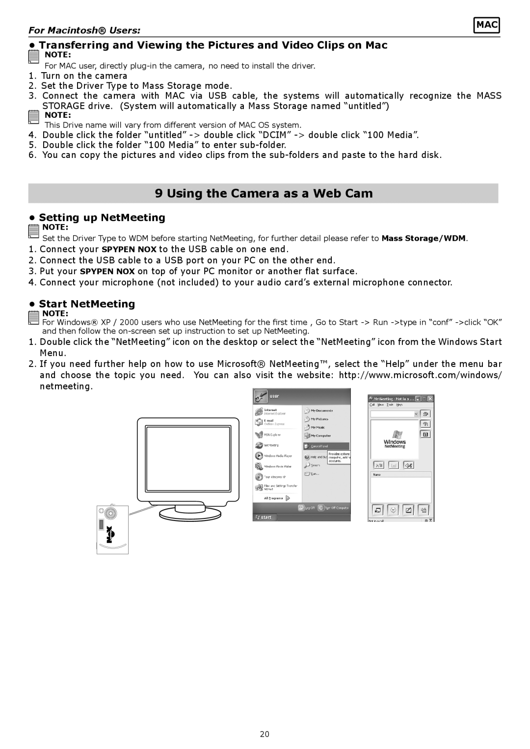 plawa-feinwerktechnik GmbH & Co.KG Nox 1.3 manual Using the Camera as a Web Cam, Setting up NetMeeting, Start NetMeeting 