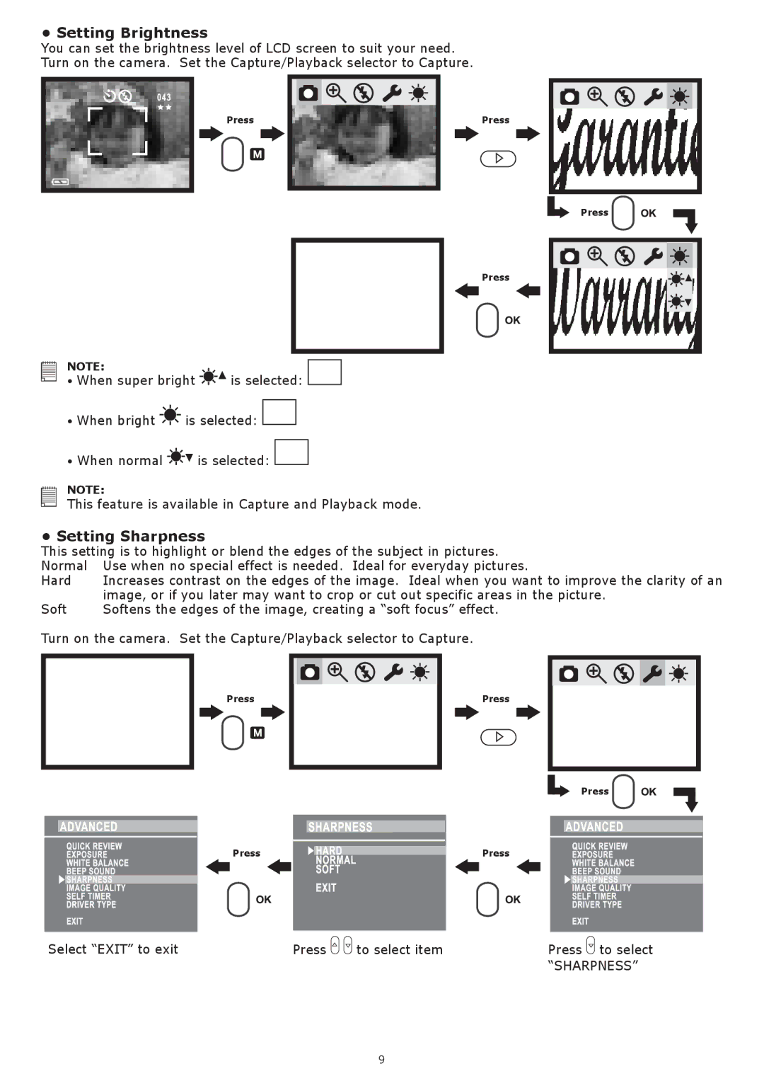 plawa-feinwerktechnik GmbH & Co.KG Nox 1.3 manual Setting Brightness, Setting Sharpness 