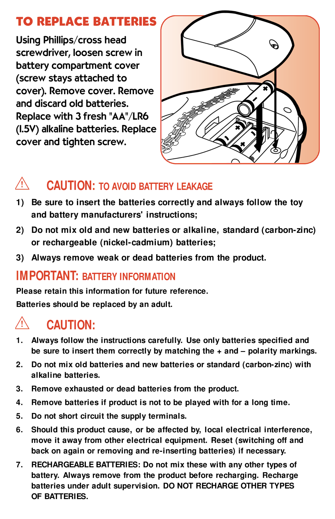 Playskool 06095 manual To Replace Batteries 