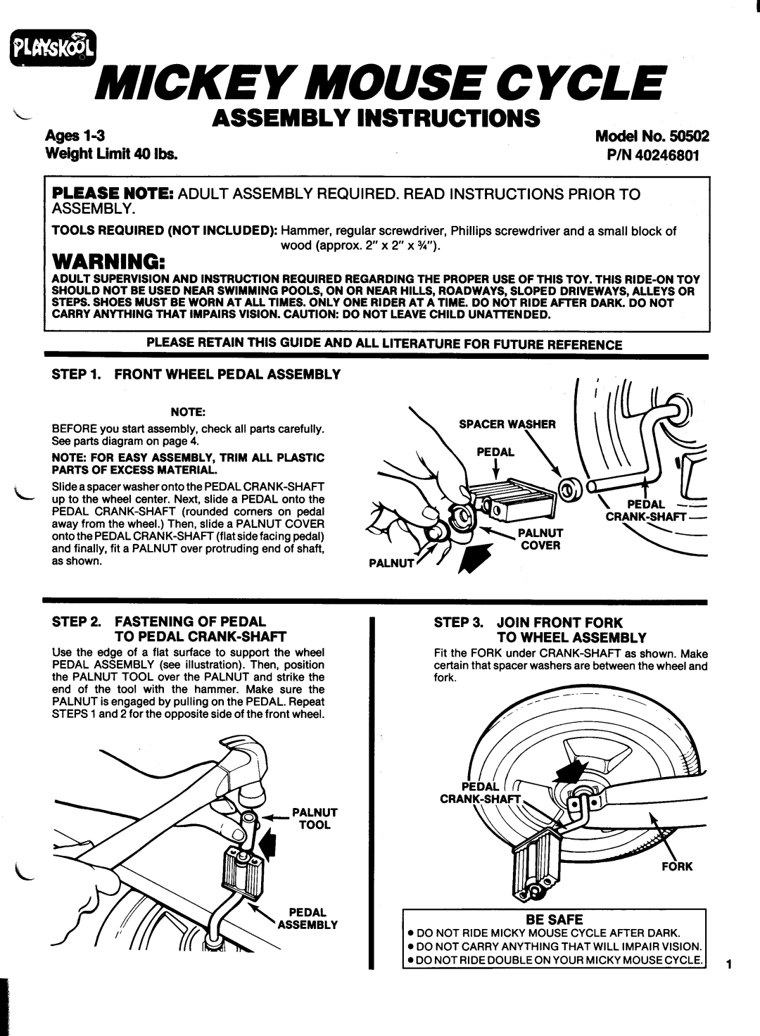 Playskool 50502 manual 