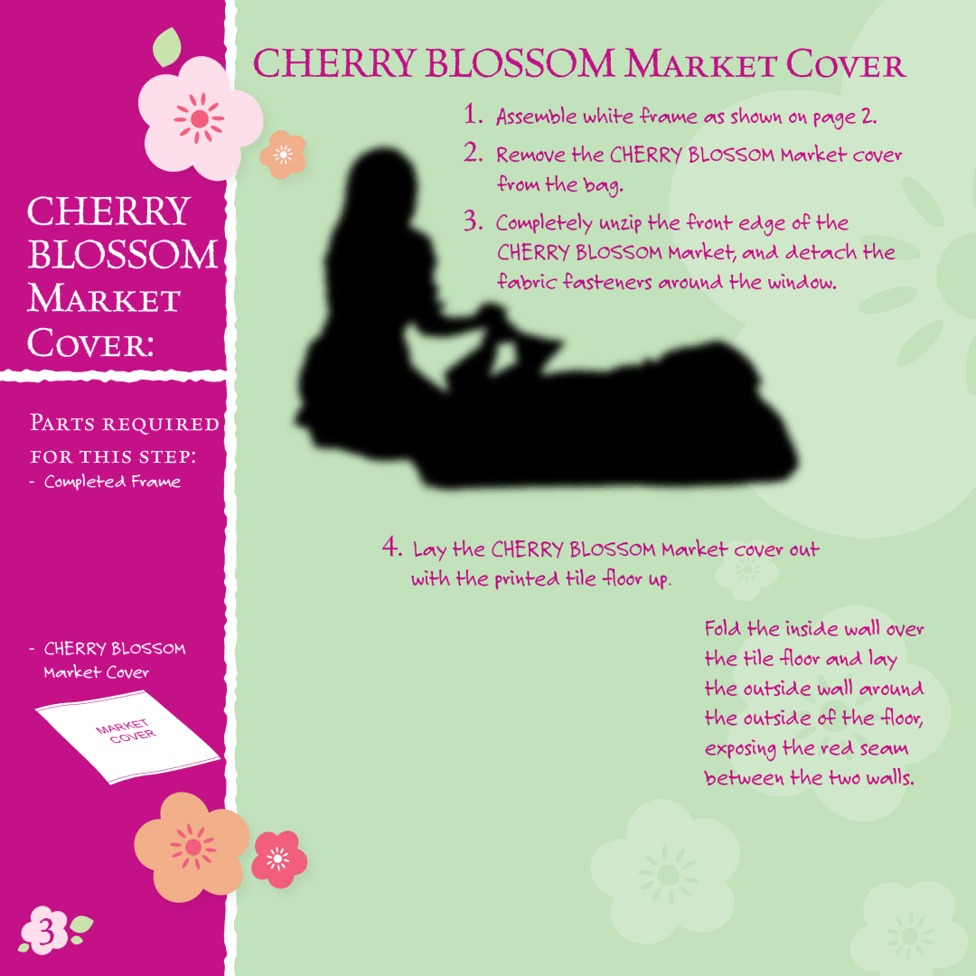 Playskool 68625 manual Market Cover, Parts required for this step, Remove the Cherry Blossom Market cover from the bag 