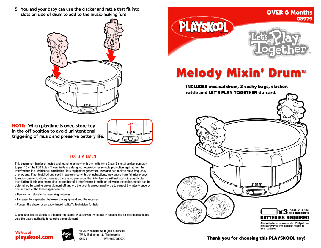 Playskool 8979 manual Melody Mixin’ Drum 