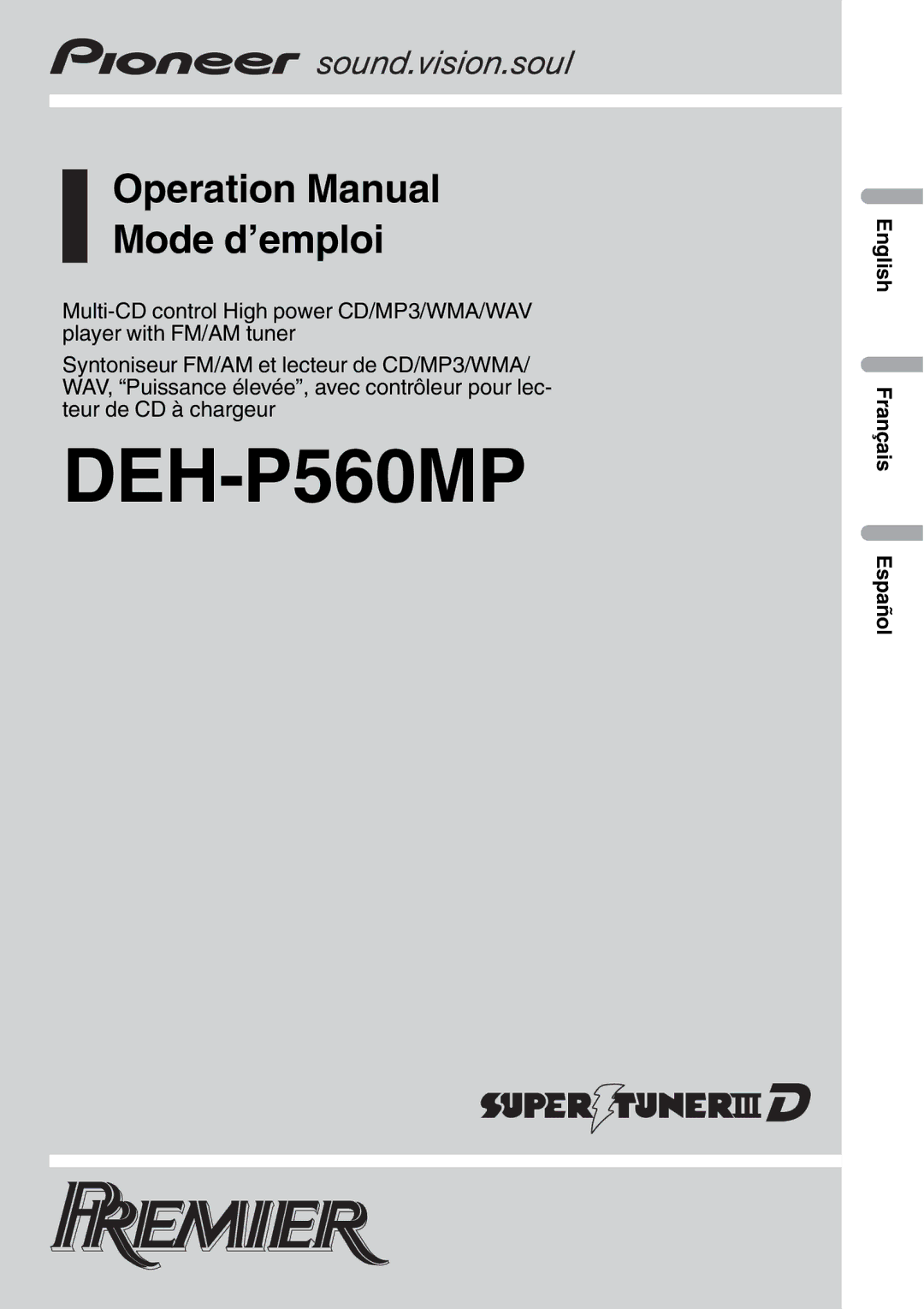 Playtex DEH-P560MP operation manual 