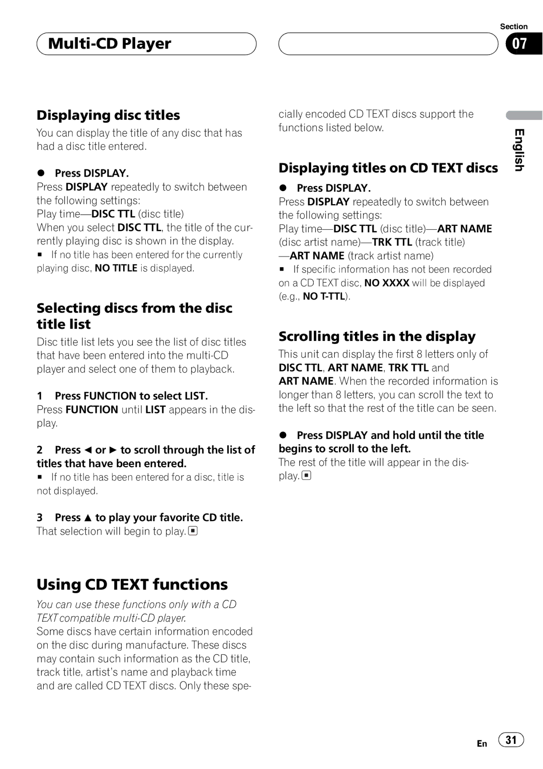 Playtex DEH-P560MP operation manual 