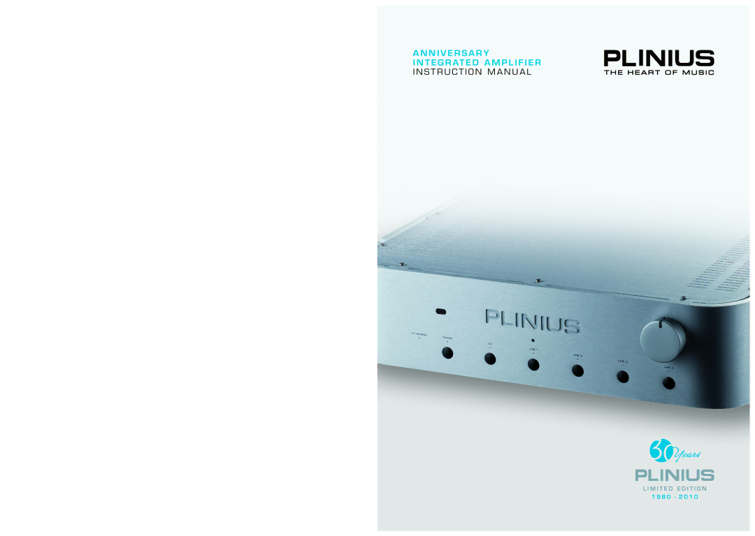 Plinius Audio Anniversary Integrated Amplifier manual N I V E R S a R Y 