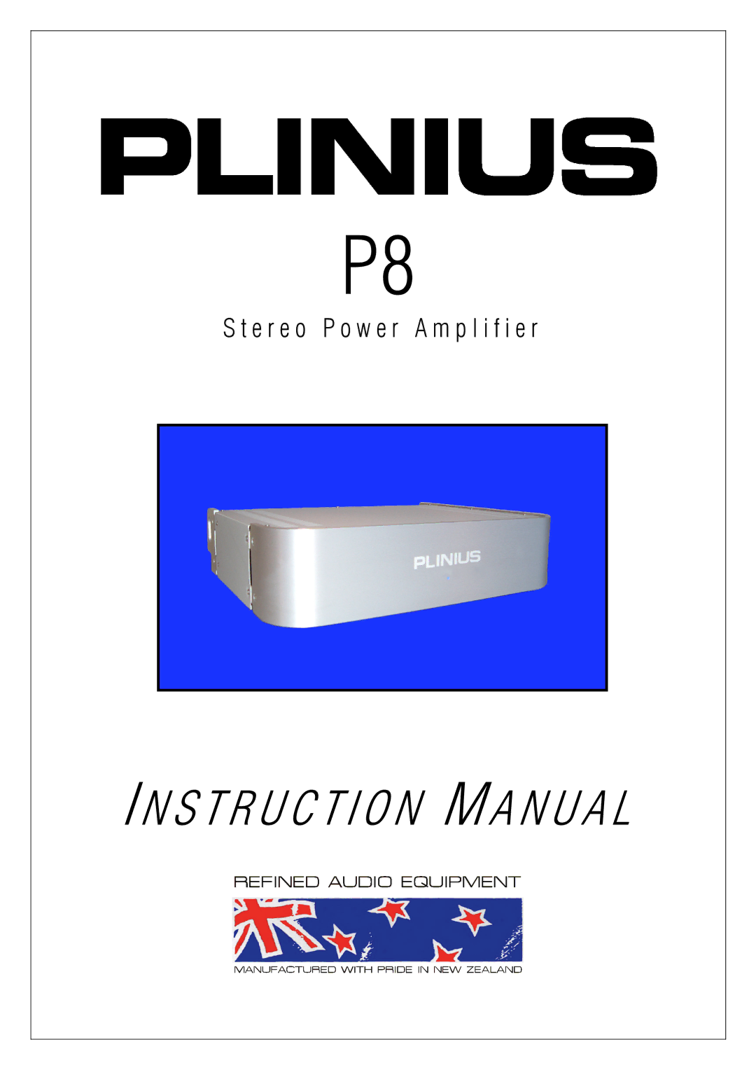 Plinius Audio P8 manual E r e o P o w e r a m p l i f i e r 