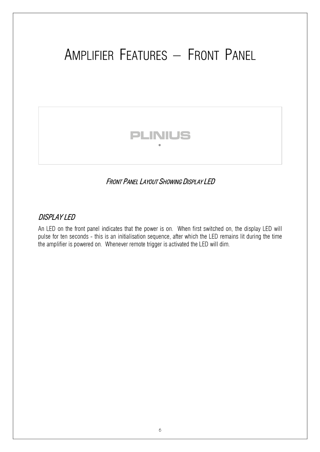 Plinius Audio P8 manual Display LED 