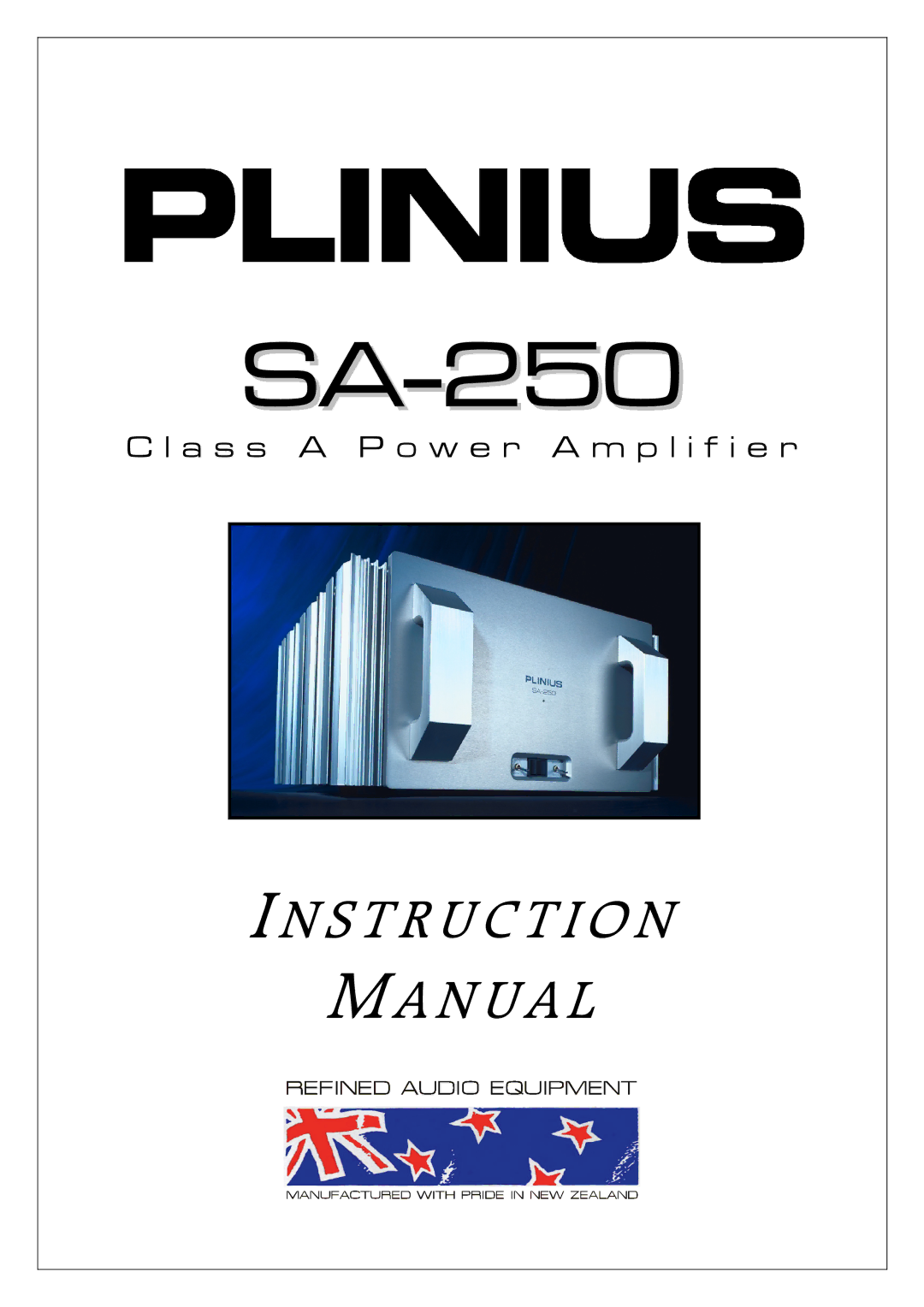 Plinius Audio SA-250 manual A s s a P o w e r a m p l i f i e r 