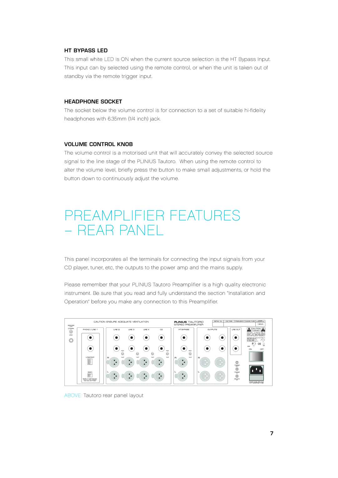 Plinius Audio Tautoro Preamplifier DF95AD@==9F95HIF9G ÃF95FD5B9@, HT Bypass LED, Headphone Socket, Volume Control Knob 