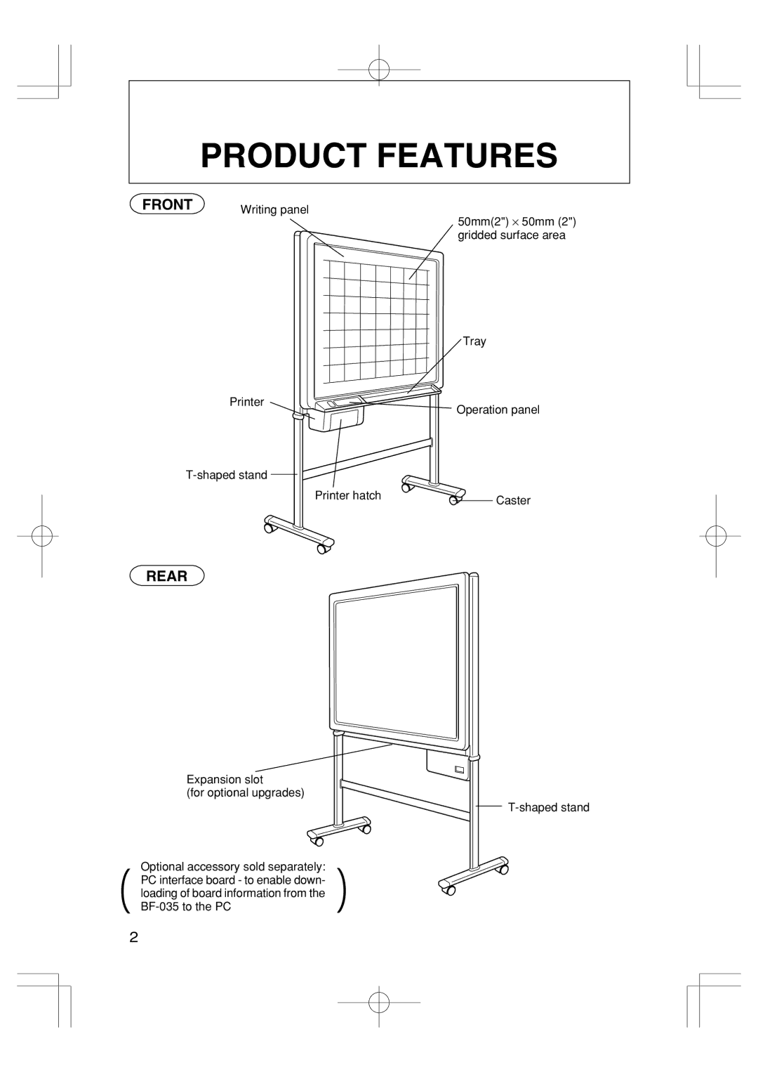 Plus BF-035 operation manual Product Features, Front, Rear 