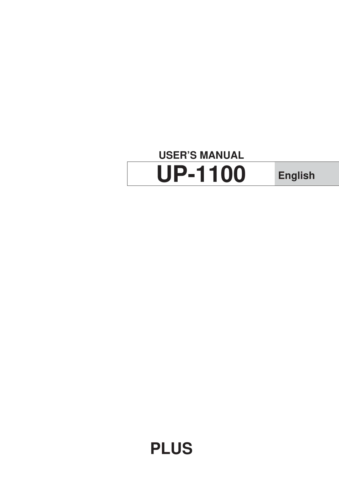 Plus user manual UP-1100 English 