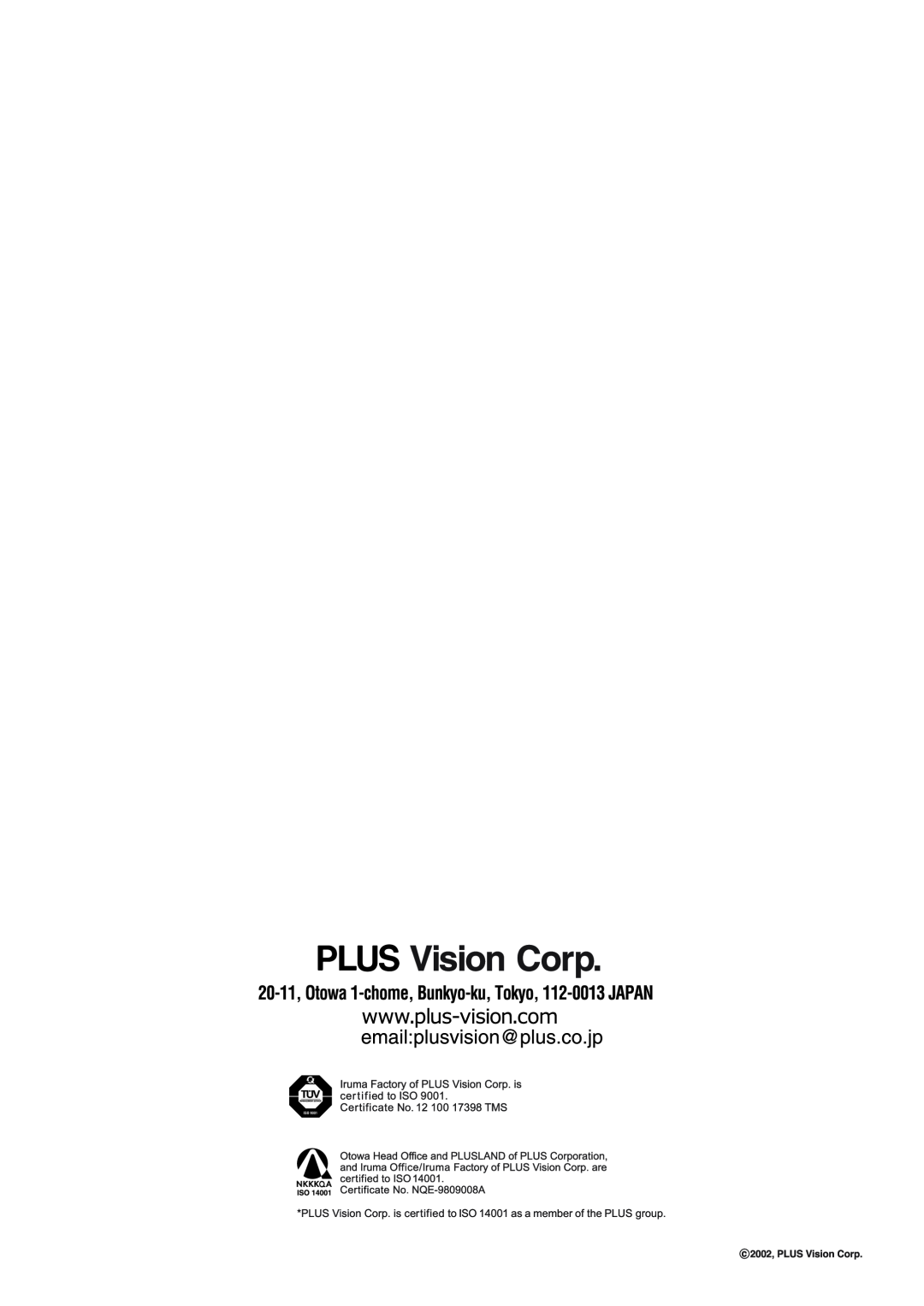 PLUS Vision Data Projector user manual 