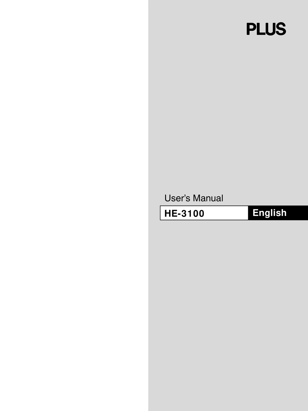 PLUS Vision HE-3100 user manual English 