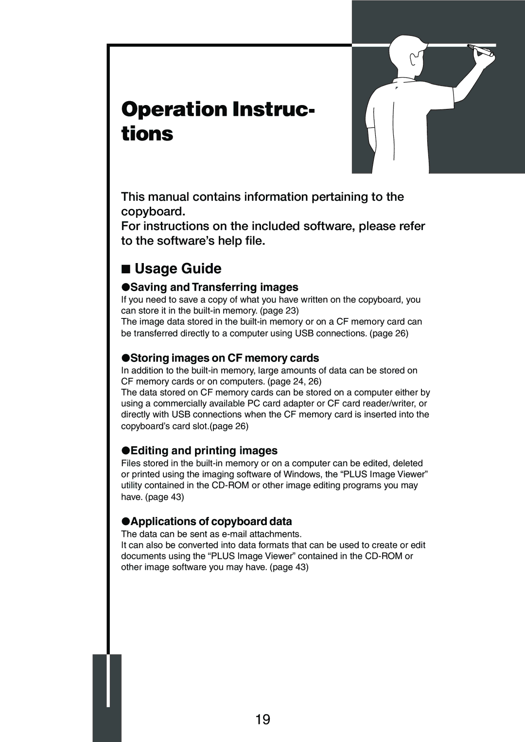 PLUS Vision M-5 user manual Saving and Transferring images, Storing images on CF memory cards, Editing and printing images 