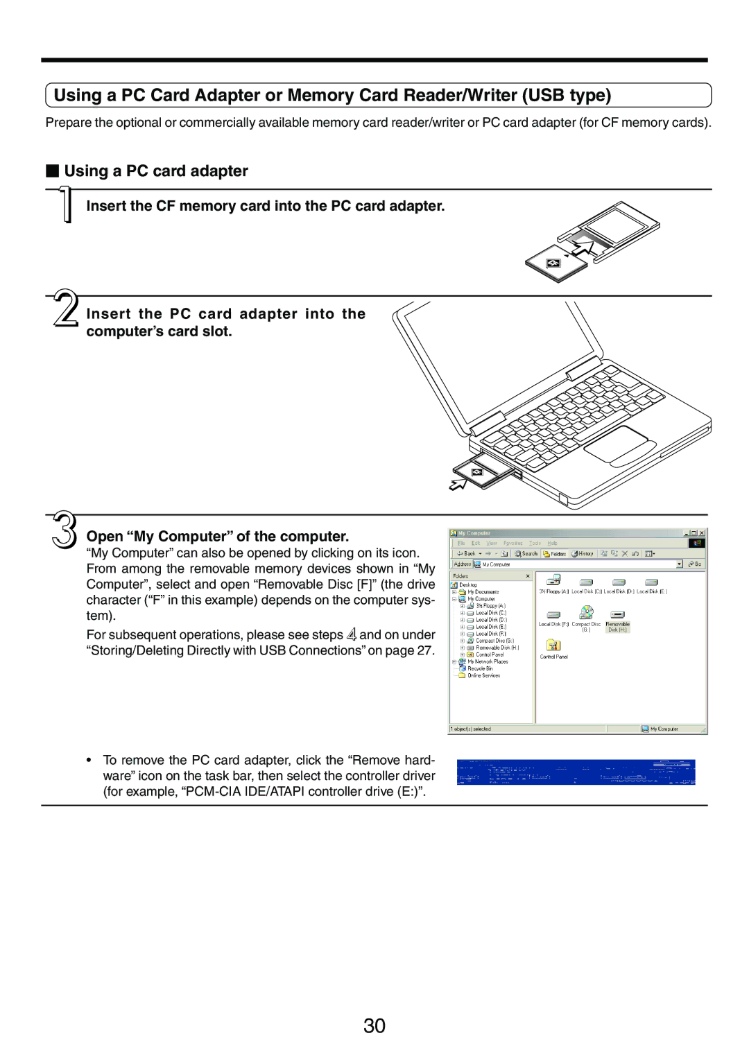 PLUS Vision M-5 user manual  Using a PC card adapter 