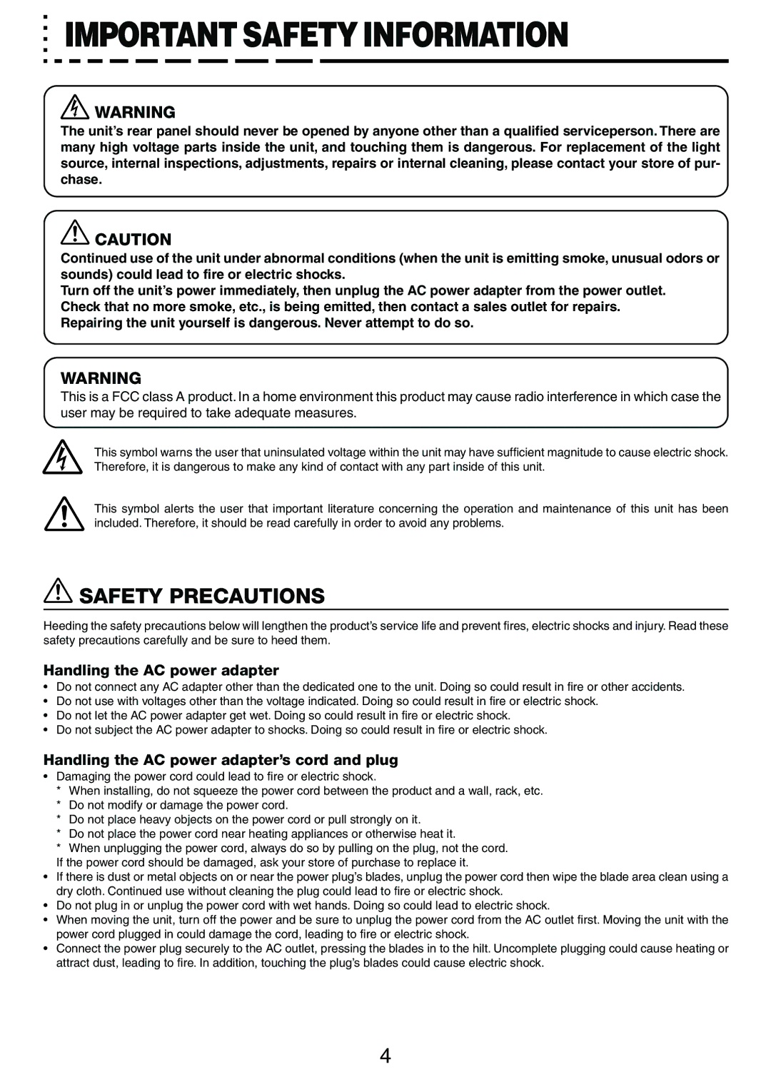 PLUS Vision M-5 user manual Important Safety Information 