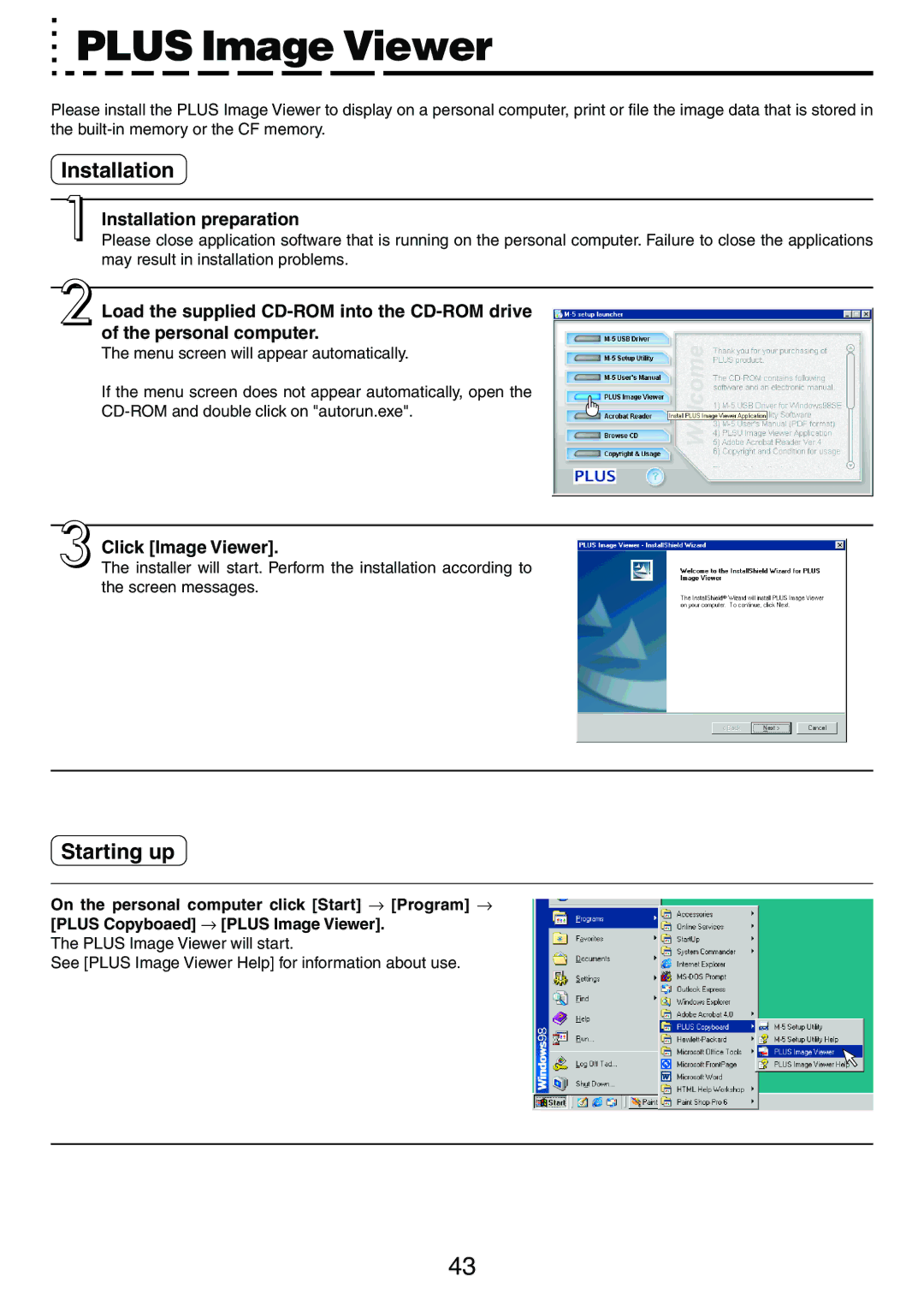 PLUS Vision M-5 user manual Plus Image Viewer, Click Image Viewer 