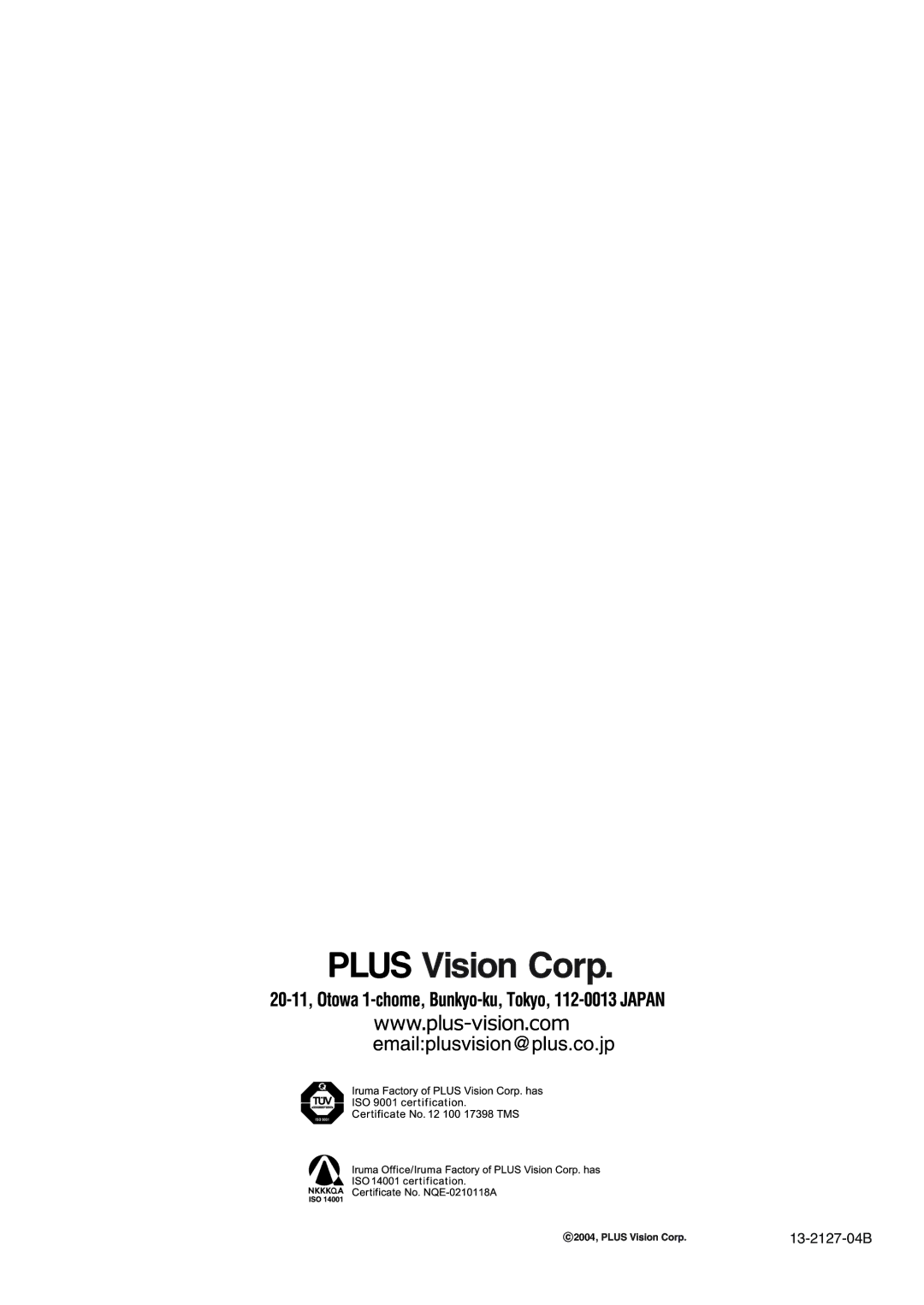 PLUS Vision M-5 user manual 13-2127-04B 