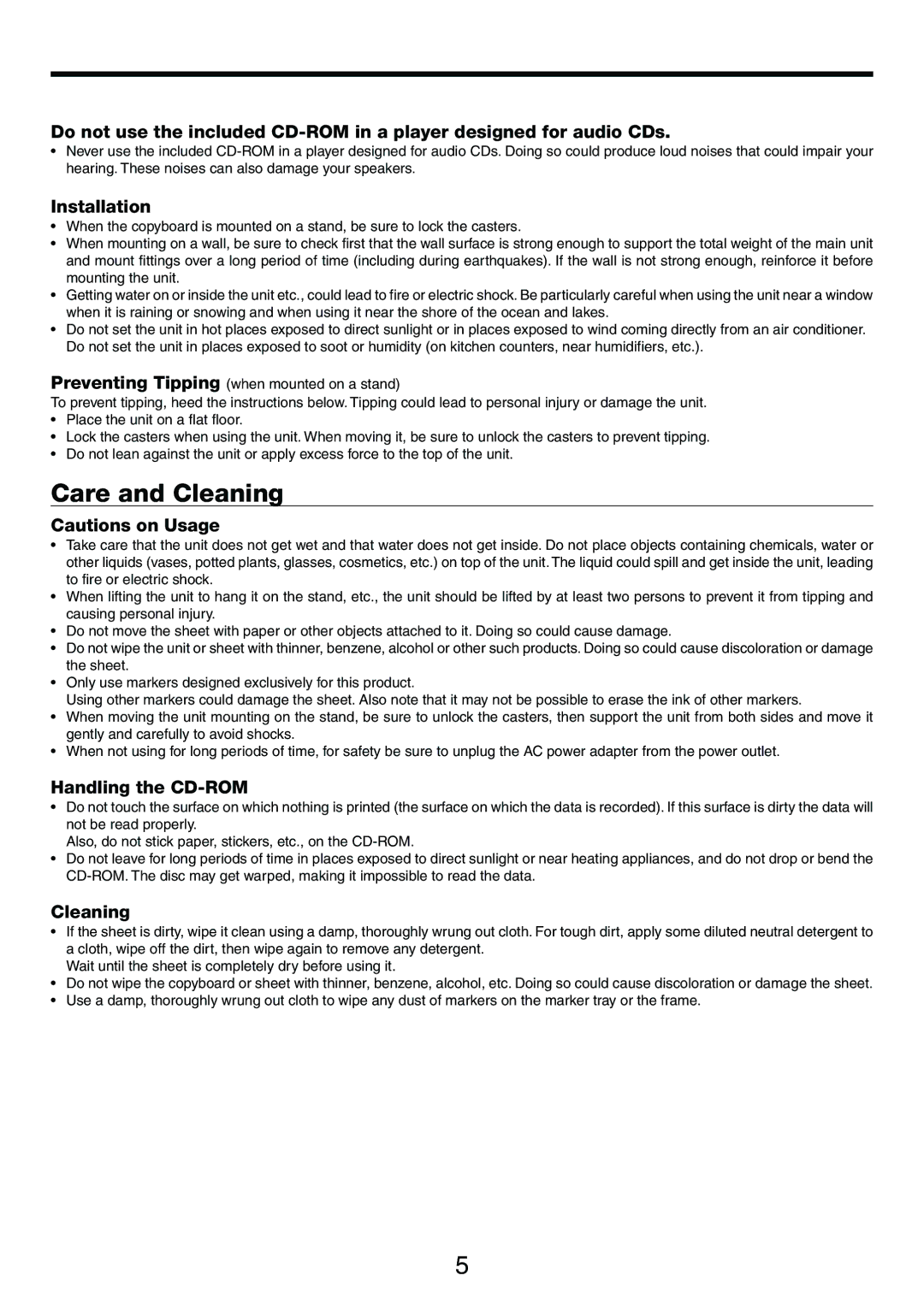 PLUS Vision M-5 user manual Care and Cleaning 