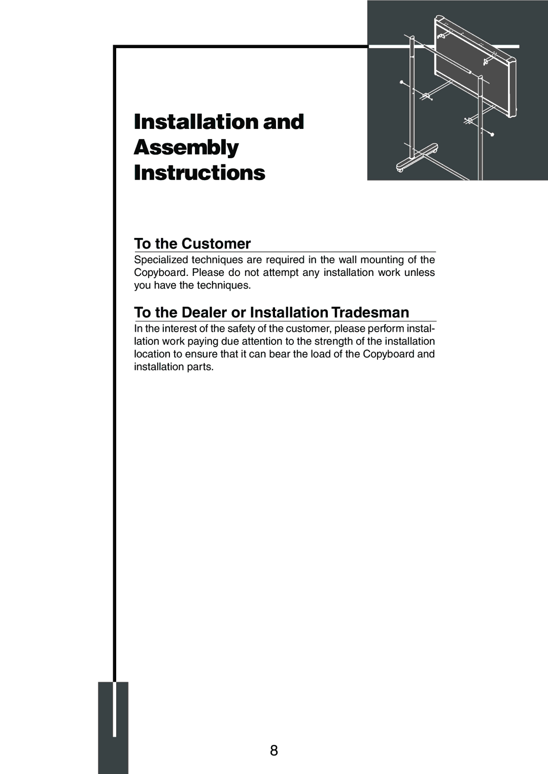 PLUS Vision M-5 user manual Installation Assembly Instructions 