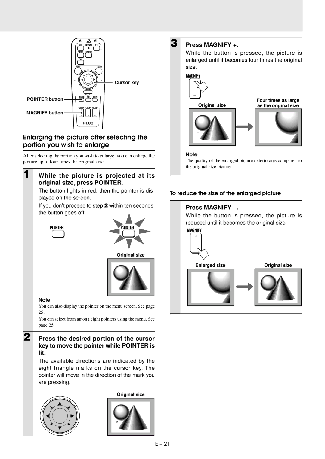 PLUS Vision U2-1130/U2-1110 user manual Pointer 