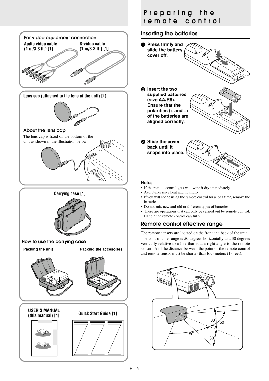 PLUS Vision U2-1130/U2-1110 user manual E p a r i n g t h e M o t e c o n t r o l, Inserting the batteries 