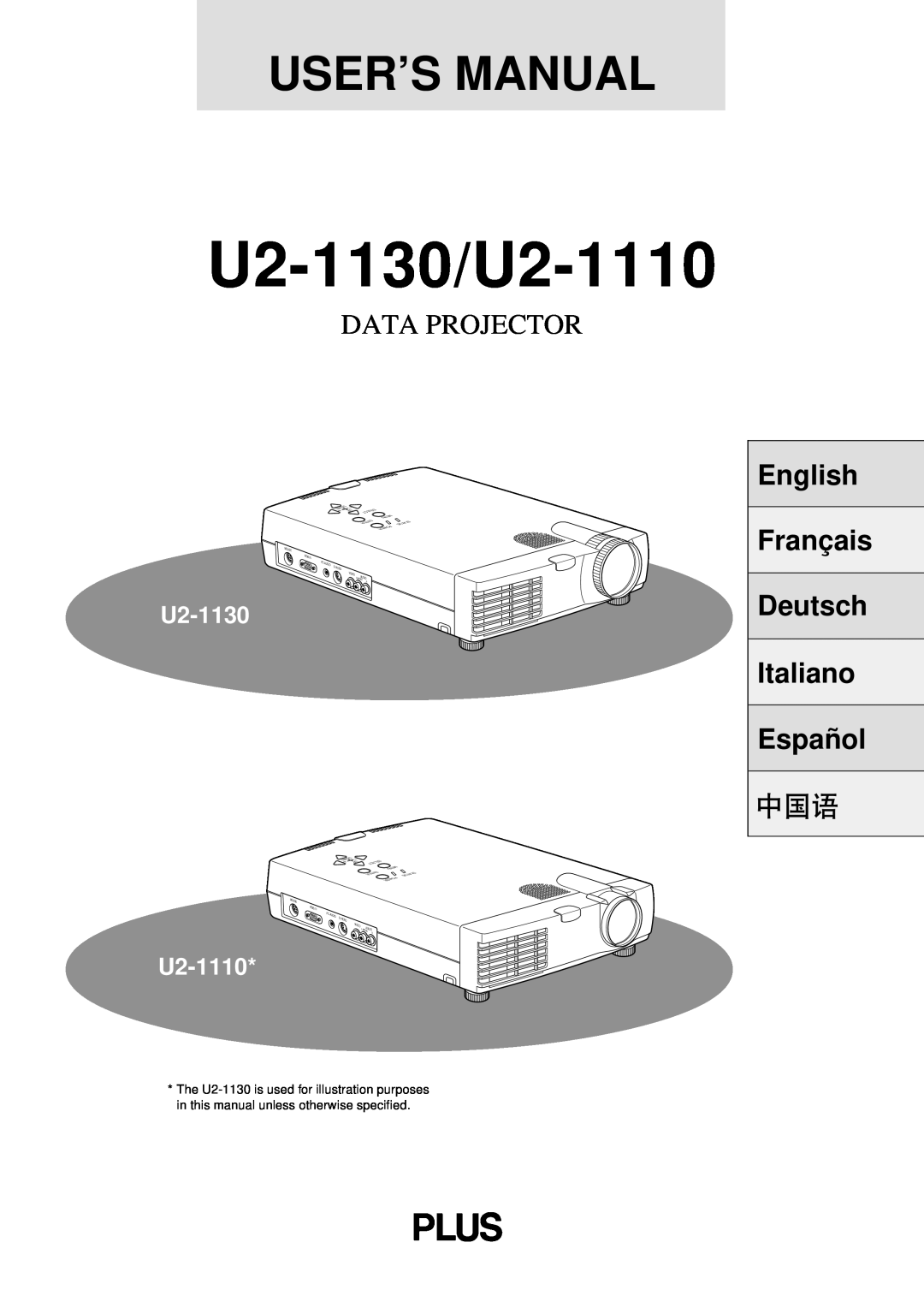 PLUS Vision U2-1130/U2-1110 user manual User’S Manual, English Français Deutsch Italiano Español, Data Projector, Mouse 