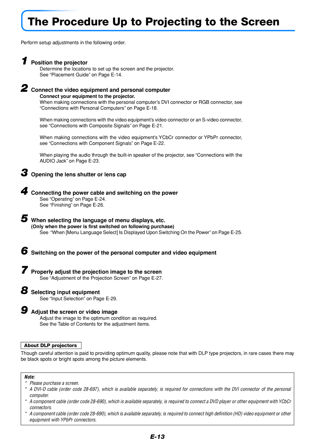 PLUS Vision U4-112, U4-136, U4-111 user manual Procedure Up to Projecting to the Screen 