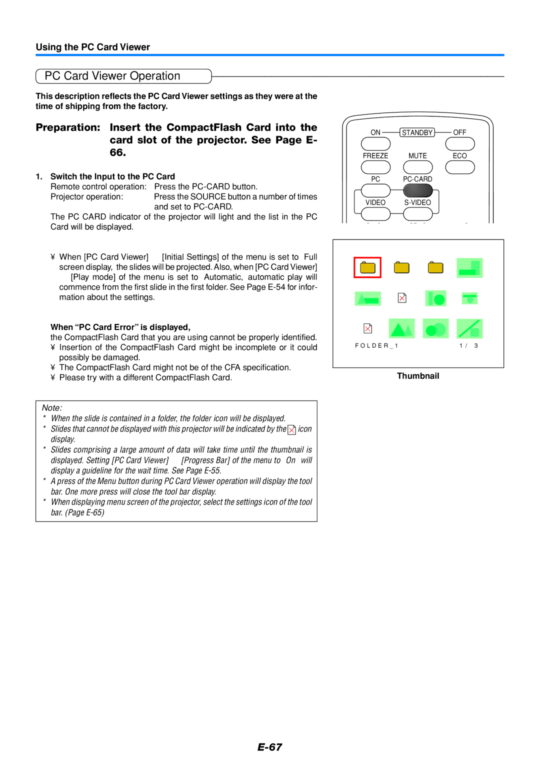 PLUS Vision U4-112, U4-136, U4-111 user manual PC Card Viewer Operation, Switch the Input to the PC Card, Set to PC-CARD 