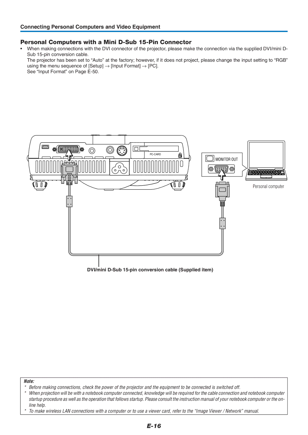 PLUS Vision U4-237 user manual Personal Computers with a Mini D-Sub 15-Pin Connector, Personal computer 