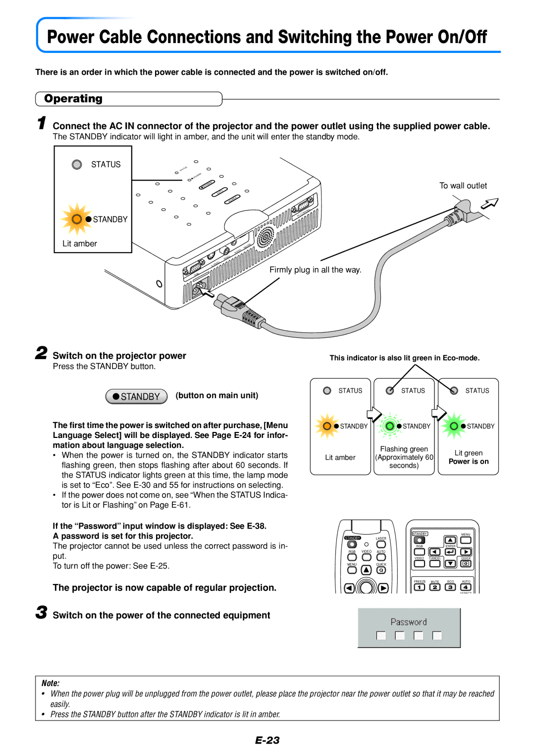 PLUS Vision U5-111, U5-232 user manual Operating, Switch on the projector power 