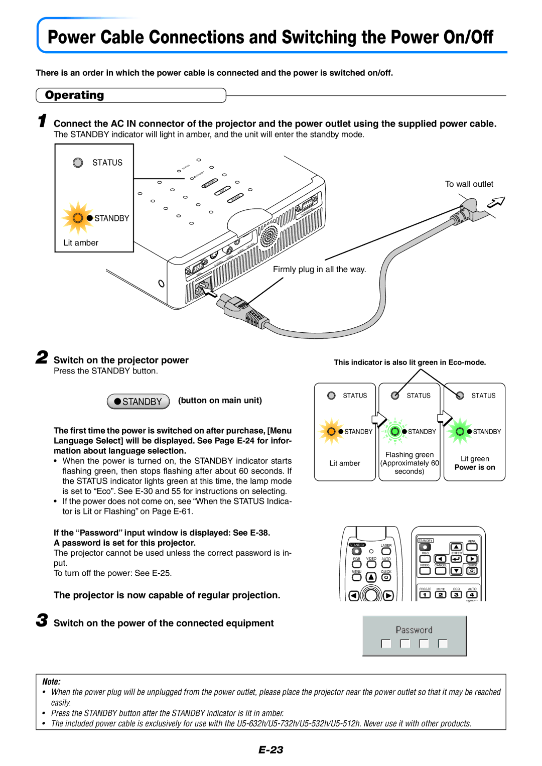 PLUS Vision U5-632h user manual Operating, Switch on the projector power 