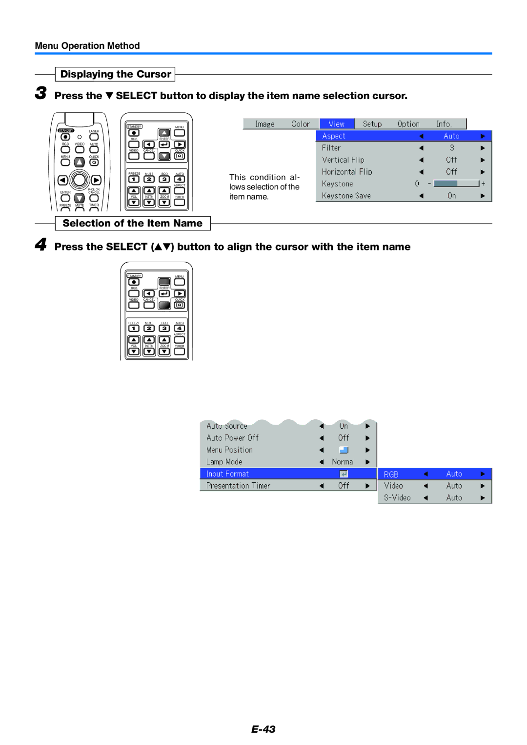 PLUS Vision U5-632h user manual This condition al- lows selection of the item name 