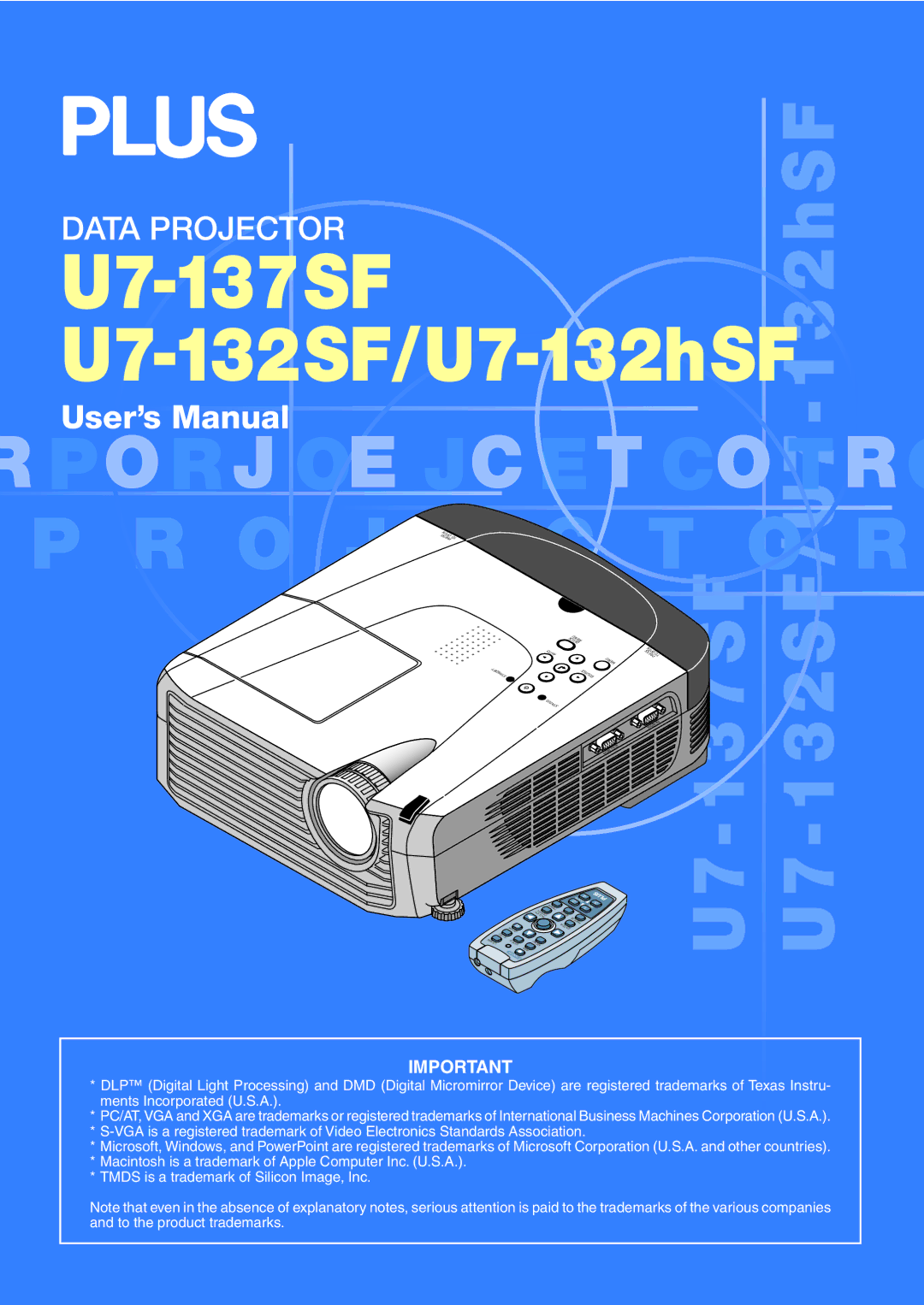 PLUS Vision U7-132SF, U7-132HSF user manual U7-137SF U7 132SF/U7 132hSF 