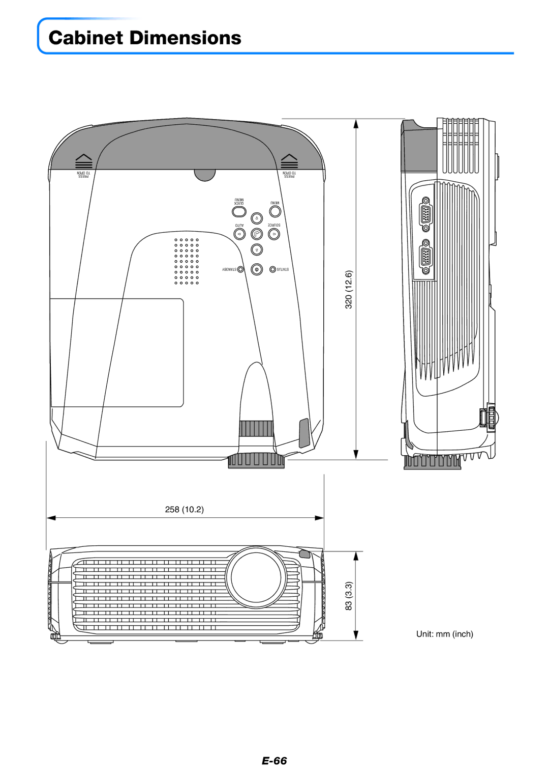 PLUS Vision U7-137, U7-132h user manual Cabinet Dimensions 