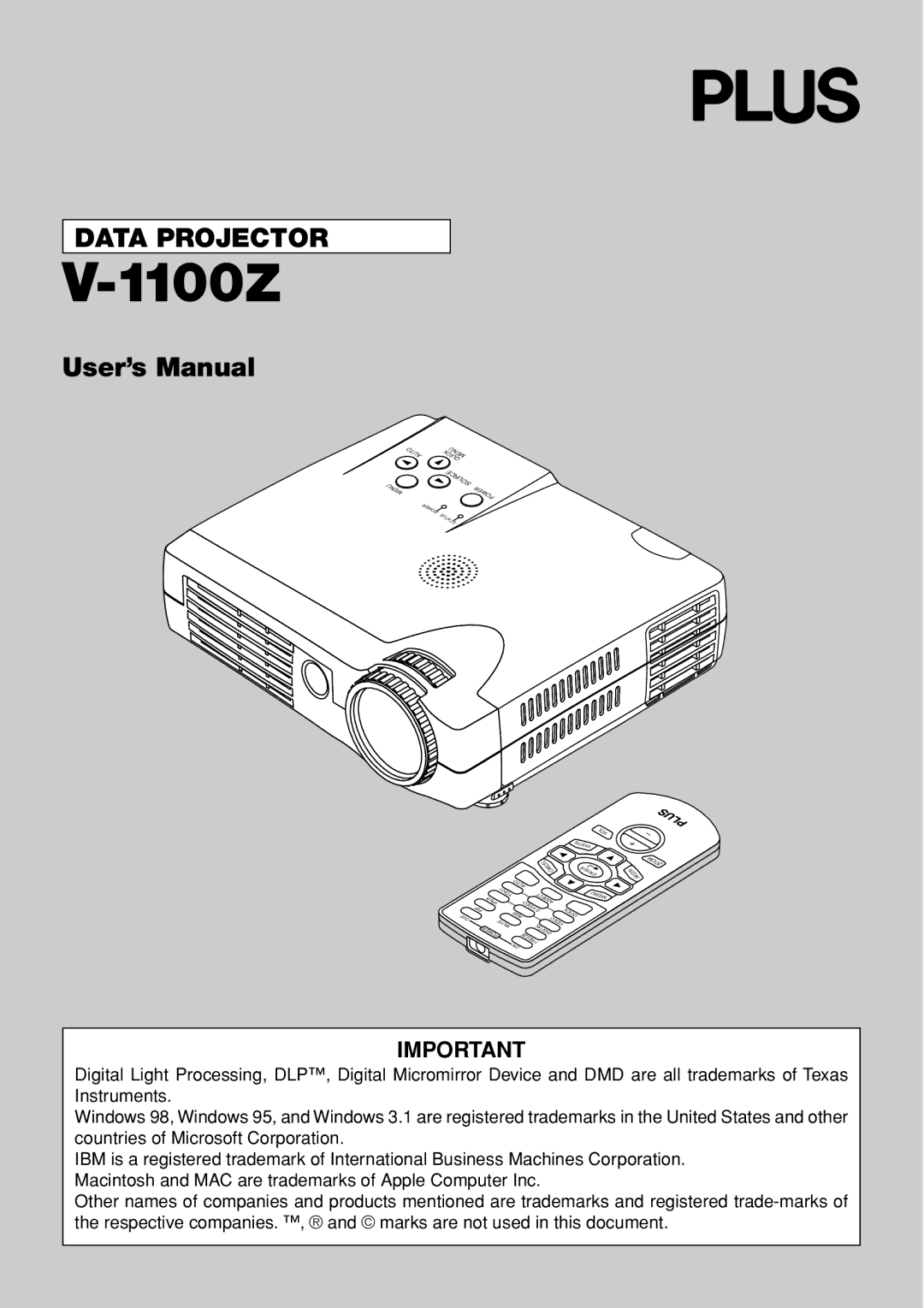 PLUS Vision V-1100Z user manual 