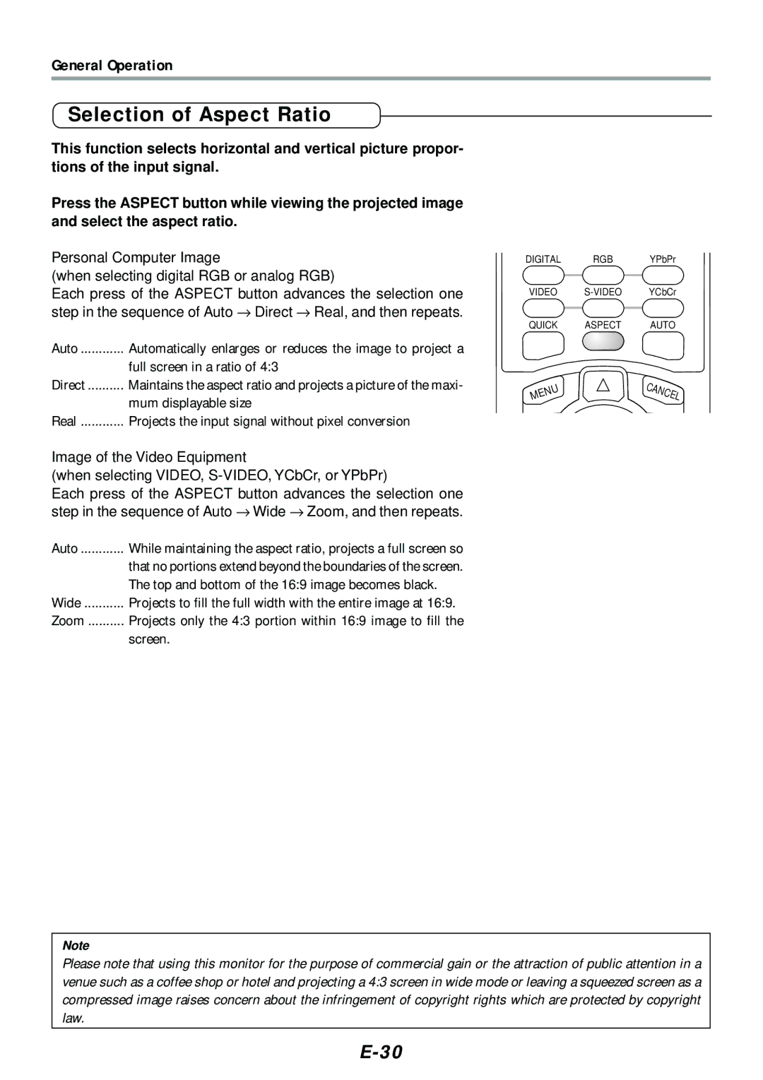 PLUS Vision V-807, V-1080 user manual Selection of Aspect Ratio, Full screen in a ratio, Mum displayable size, Screen 