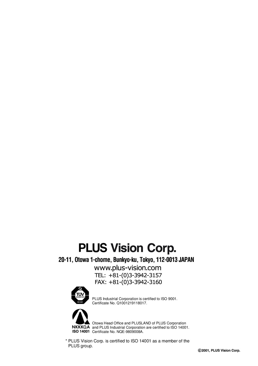 PLUS Vision V-807, V-1080 user manual 