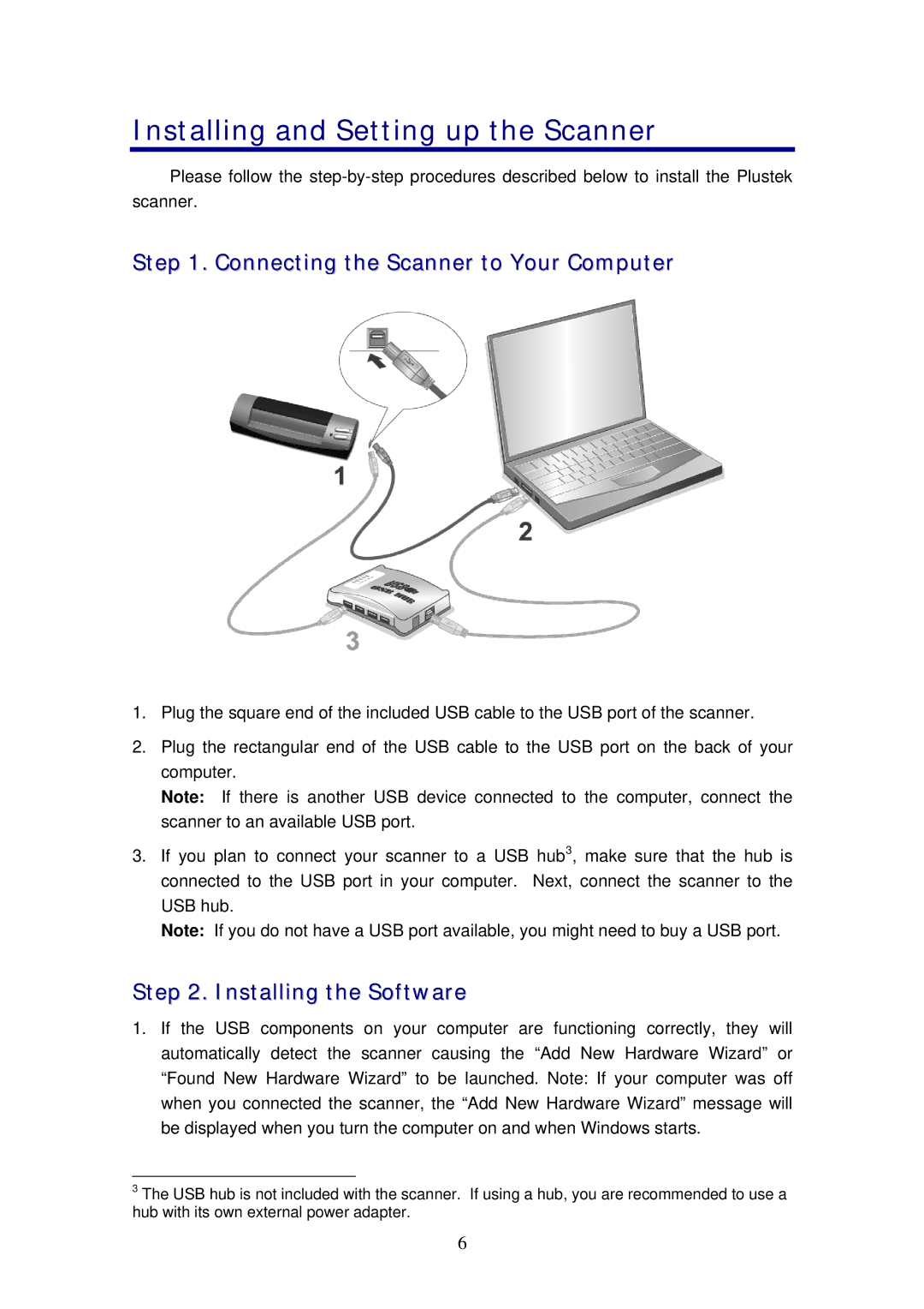 Plustek 820 manual Installing and Setting up the Scanner, Connecting the Scanner to Your Computer, Installing the Software 