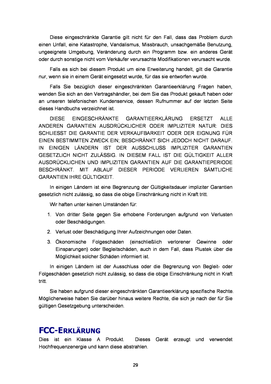 Plustek Scanner-Benutzerhandbuch, A360 manual Fcc-Erklärung 