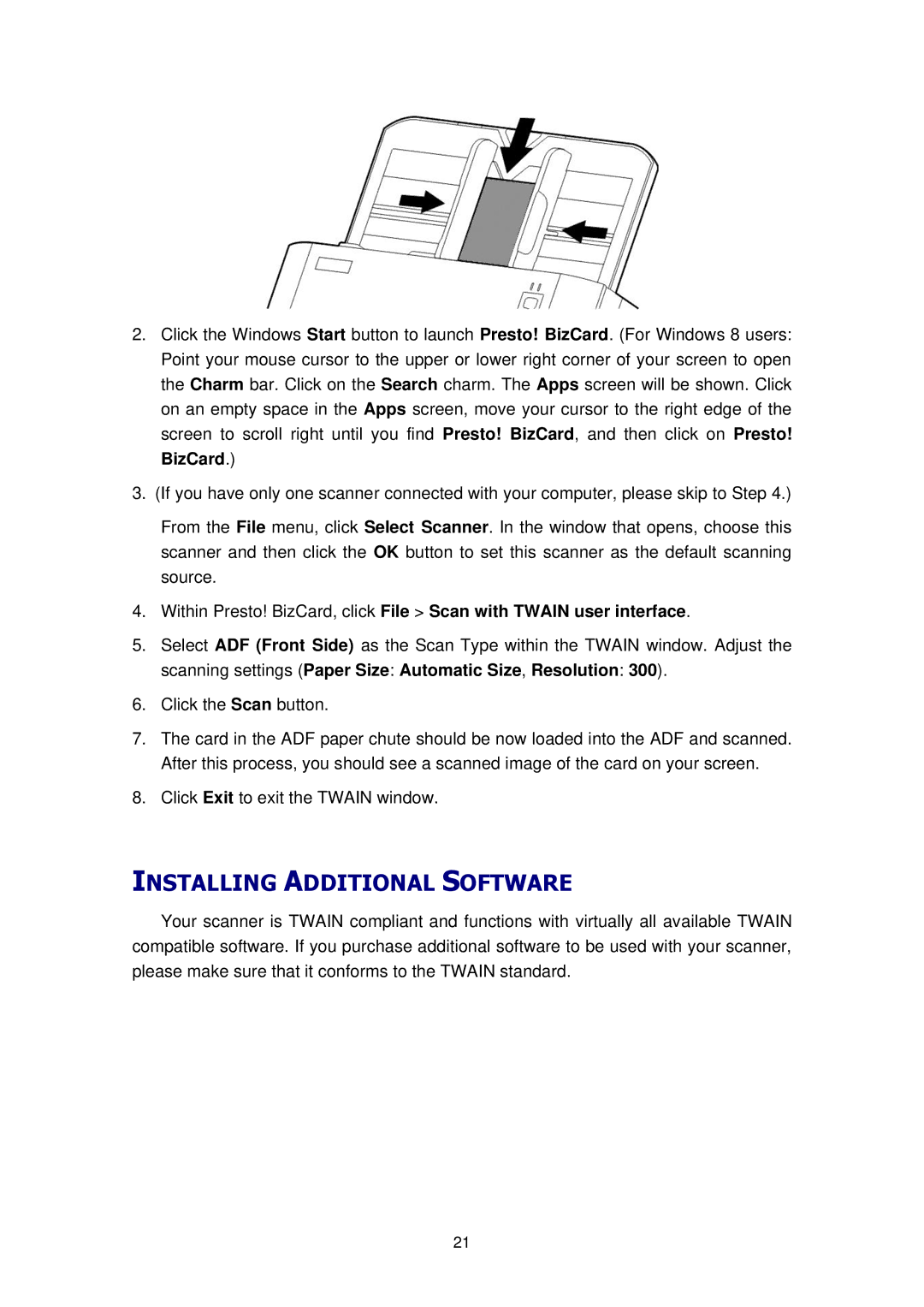 Plustek SN8016U, Plustek, SC8016U manual Installing Additional Software 