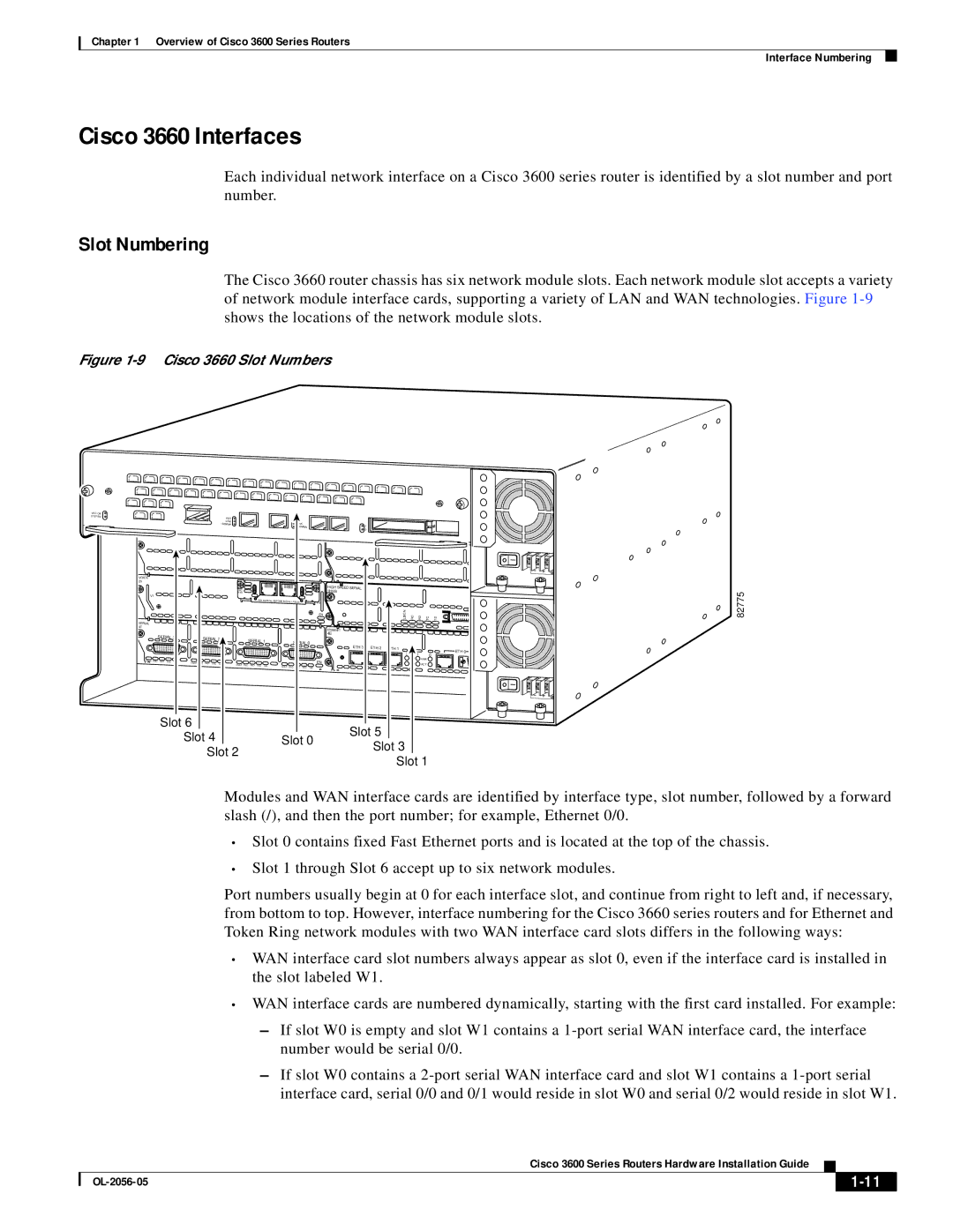 PMC-Sierra 3600 specifications Cisco 3660 Interfaces, Cisco 3660 Slot Numbers 