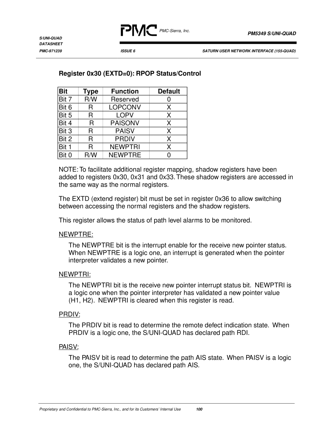 PMC-Sierra PM5349 manual Lopconv, Lopv, Paisonv, Paisv, Prdiv, Newptri, Newptre 