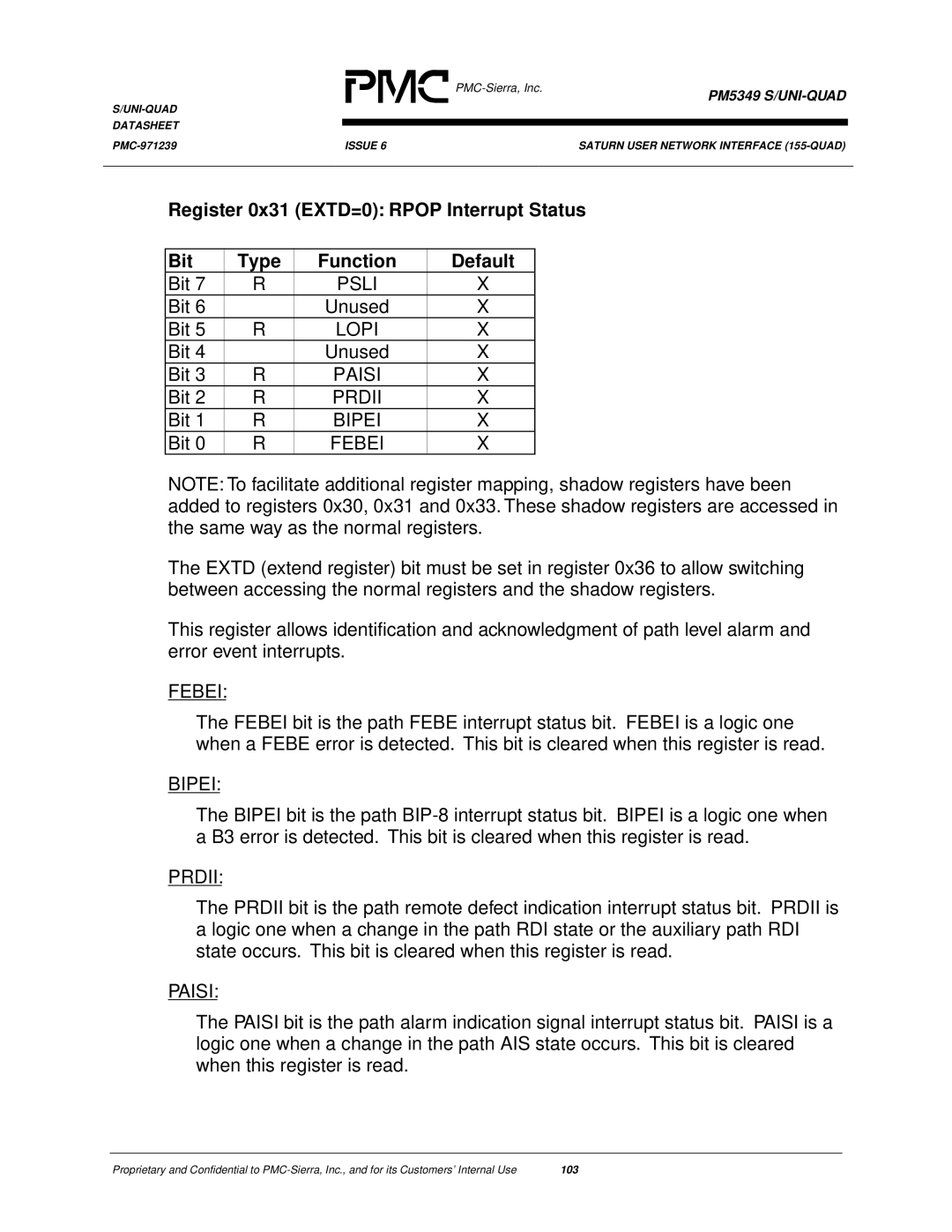 PMC-Sierra PM5349 manual Psli, Lopi, Paisi, Prdii 